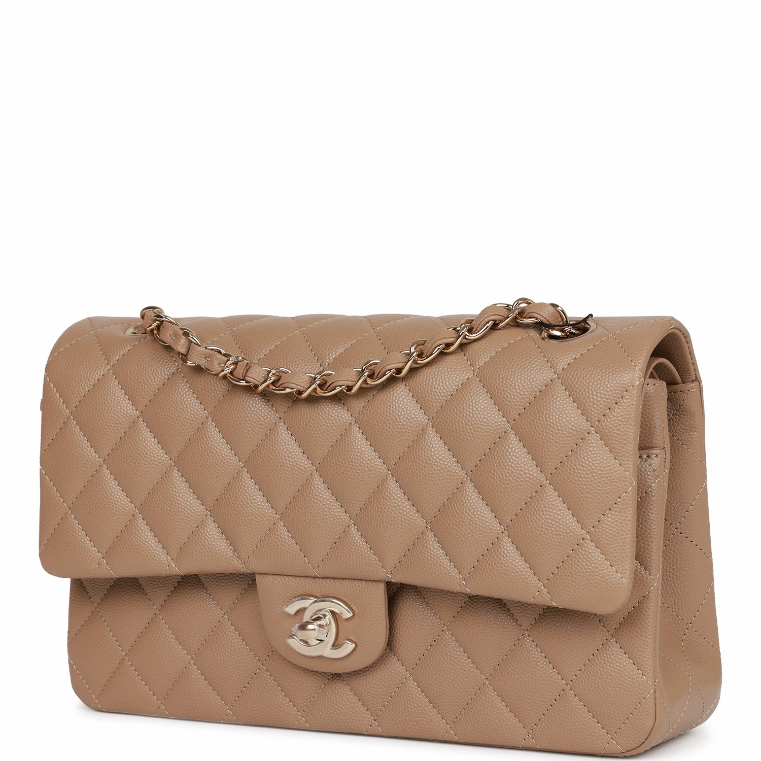 Chanel Timely delivery Caviar Classic Gold Advanced Dark Flap Beige Small Double Hardware Bag Light