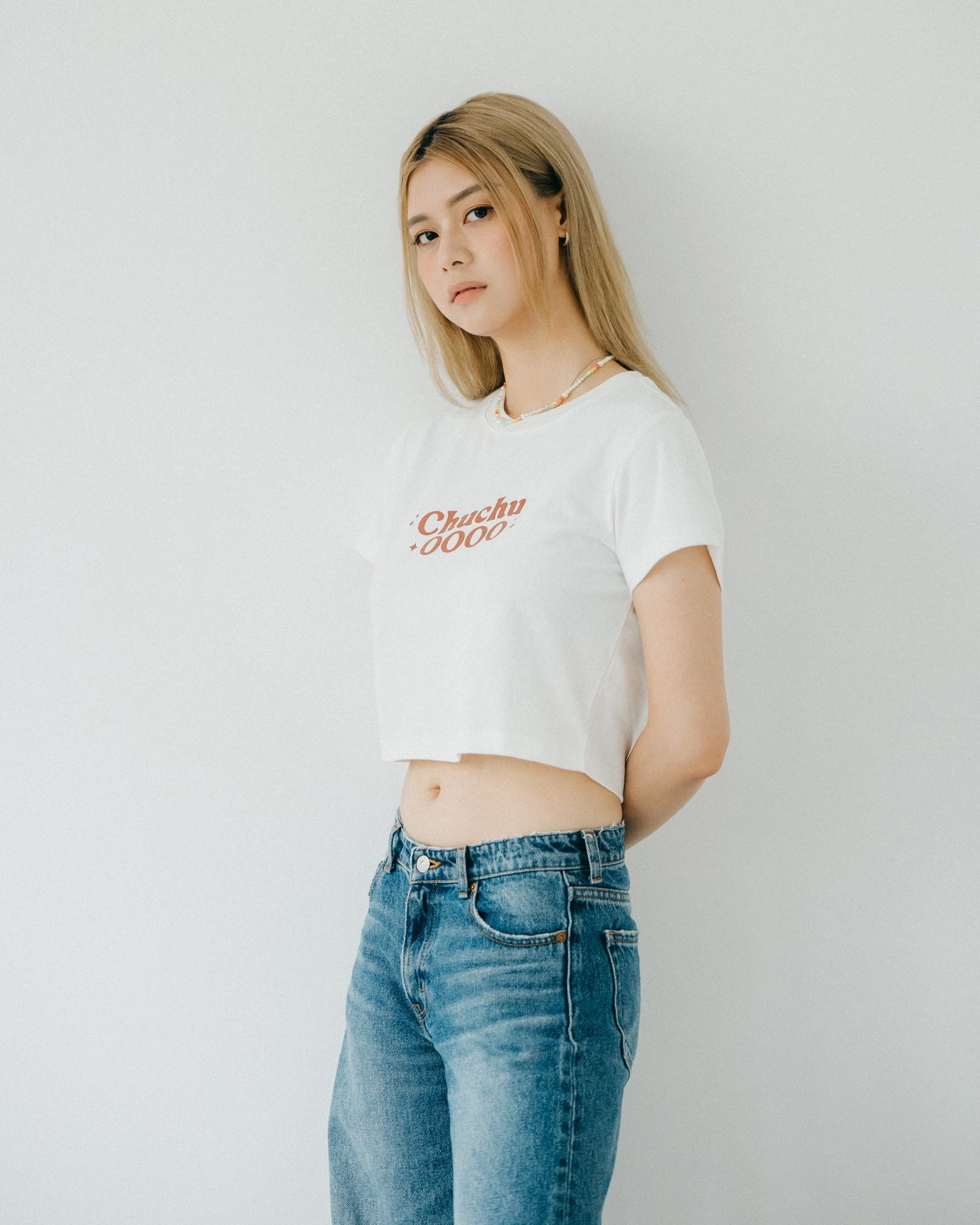 ChuChu OOOO Logo Cropped Tee/ White