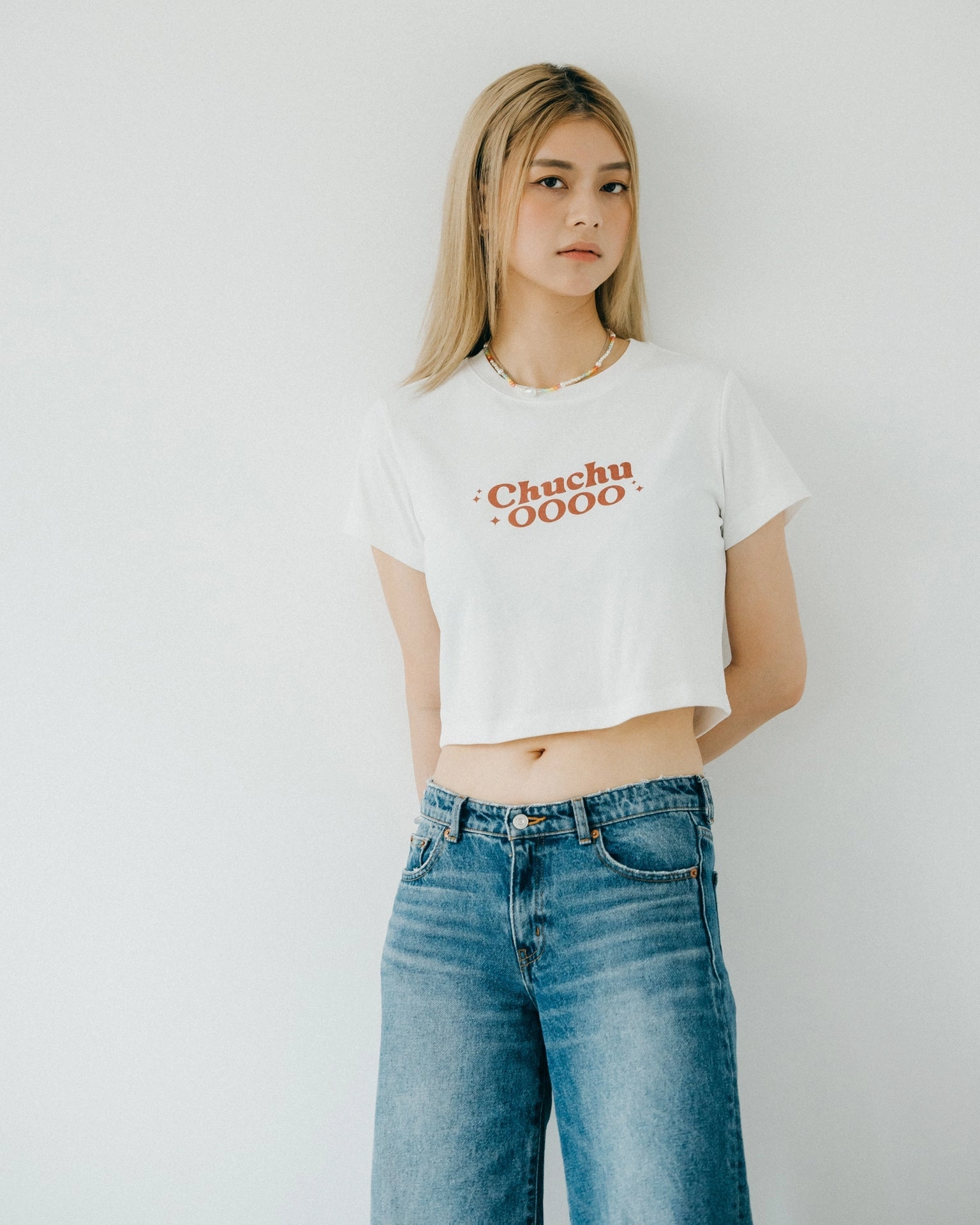 ChuChu OOOO Logo Cropped Tee/ White