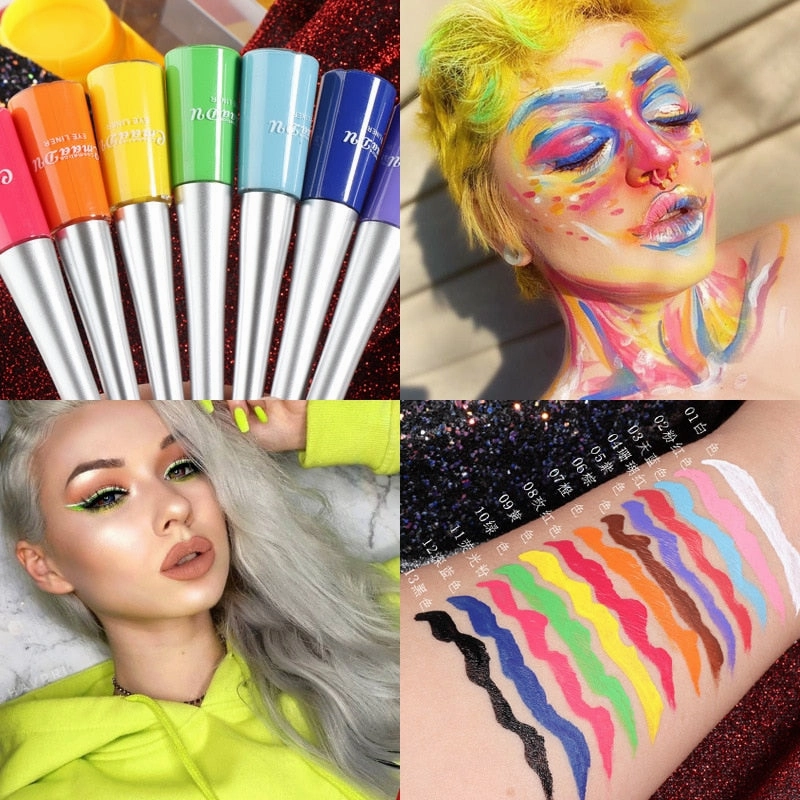 Cmaadu Cosmetics Colorful Liquid Eyeliner Waterproof  Eyeliner Gel / Buy 6 get 1 FREE / Enter Code NND4EY0NDCRE / FREE Shipping