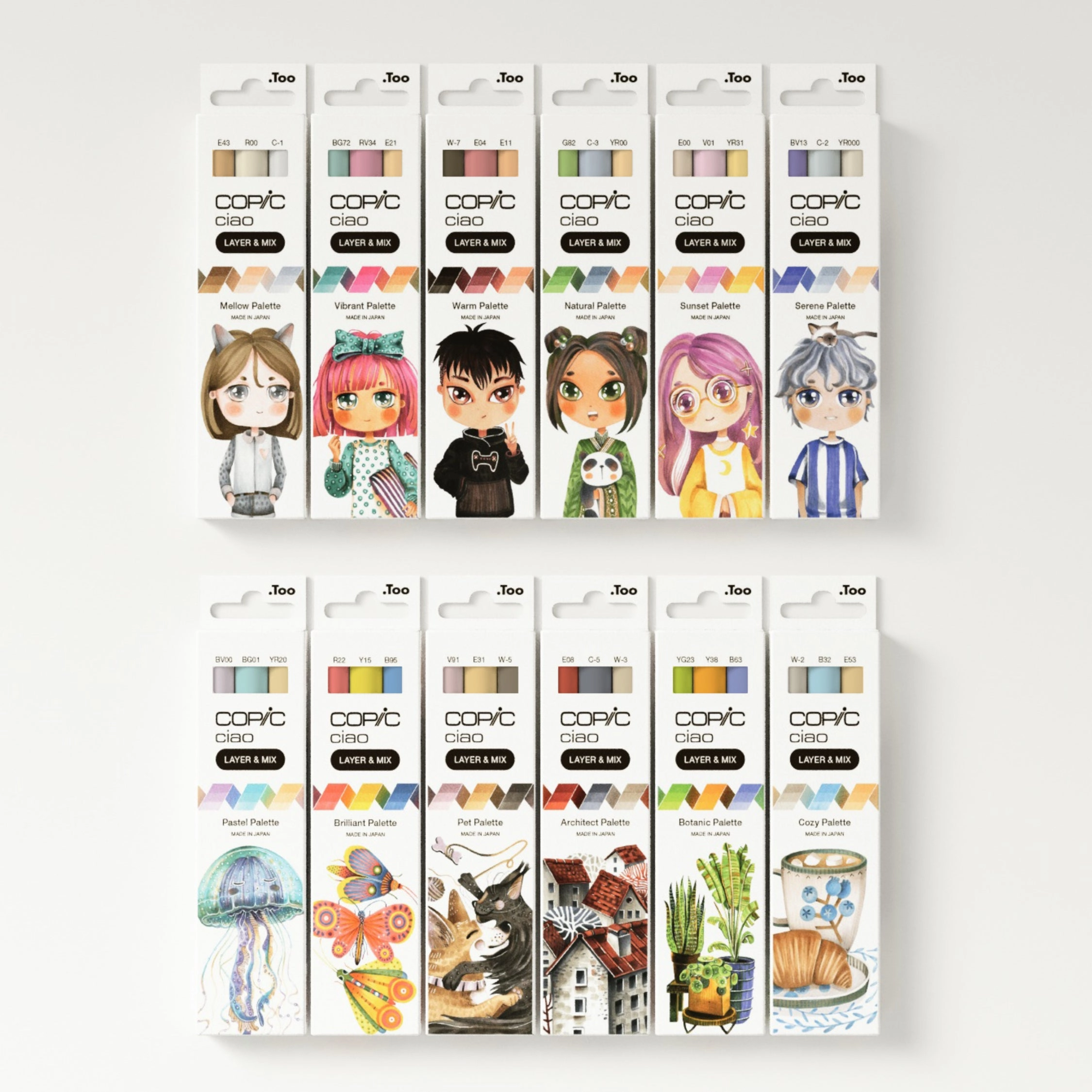 COPIC Ciao Layer & Mix Pen Set Of 3 Warm Palette Markers, Art, Craft, Colouring, Graphic, Highlighter, Design, Anime Manga