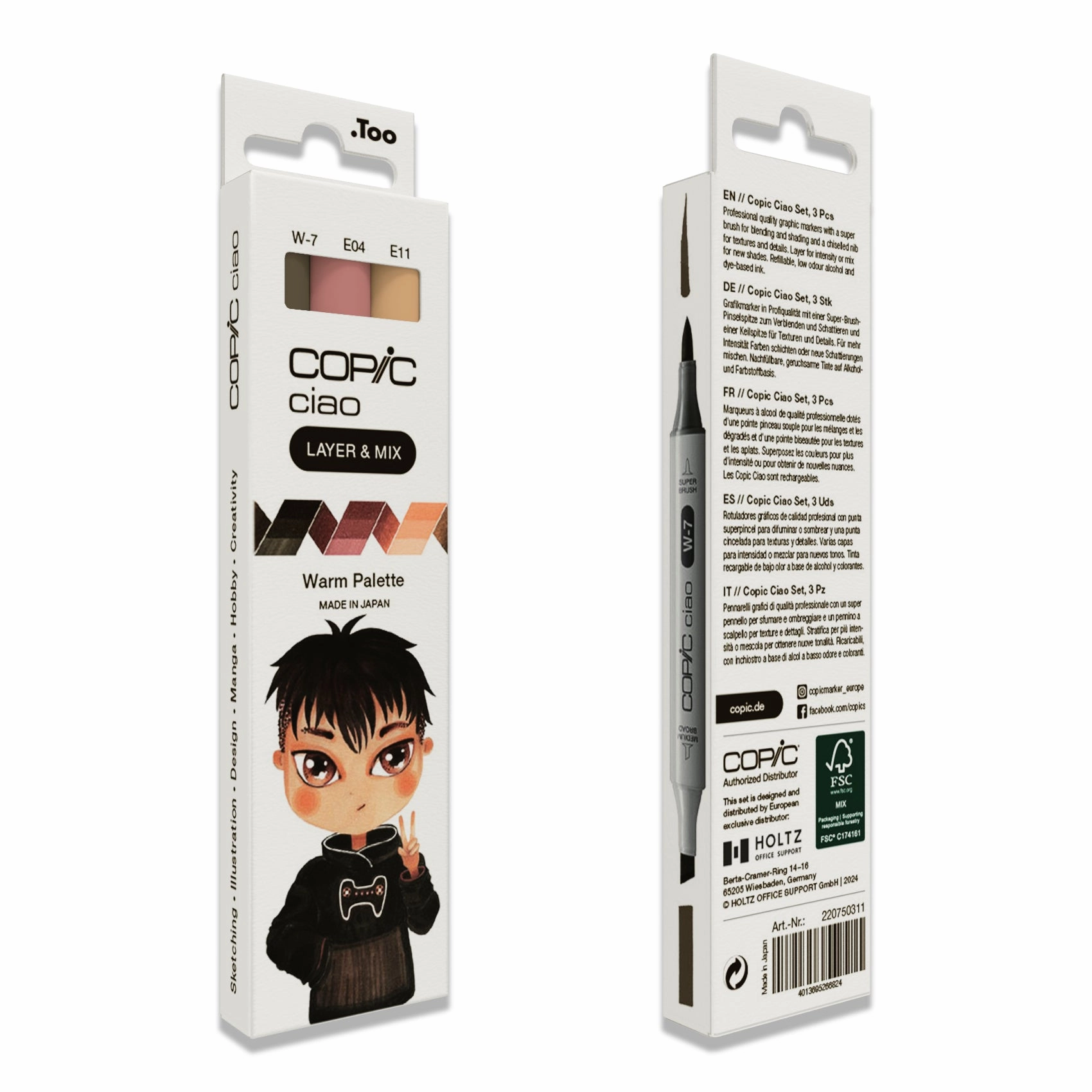 COPIC Ciao Layer & Mix Pen Set Of 3 Warm Palette Markers, Art, Craft, Colouring, Graphic, Highlighter, Design, Anime Manga