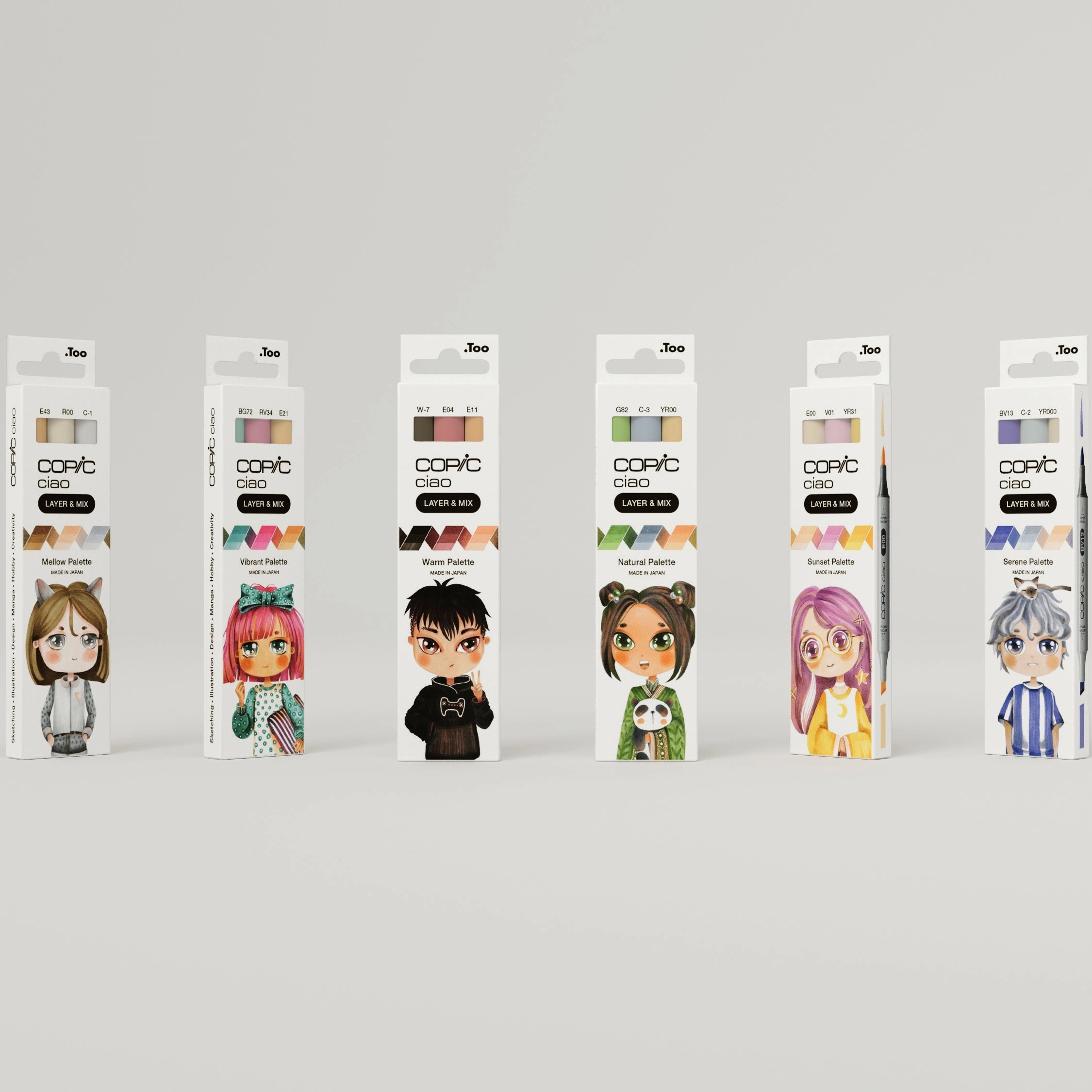 COPIC Ciao Layer & Mix Pen Set Of 3 Warm Palette Markers, Art, Craft, Colouring, Graphic, Highlighter, Design, Anime Manga