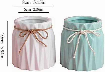 Cosmetic Organizer Exquisite Makeup Brush Bucket Ceramic Eyeliner Eyebrow Pencil Storage Tube Desktop Ceramic Pen Holder Decorations Makeup Organizers(Green)
