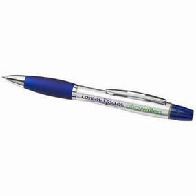 CURVY BALL PEN with Highlighter in Silver-blue