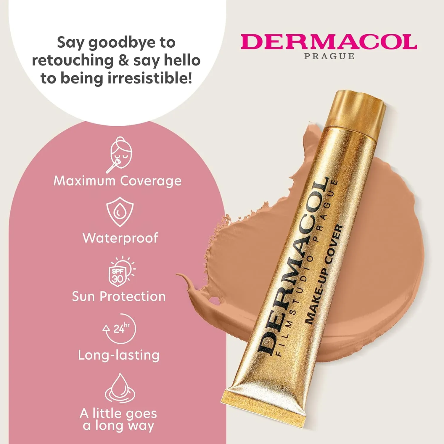 Dermacol - Full Coverage Foundation, Liquid Makeup Matte Foundation with SPF 30, Waterproof Foundation for Oily Skin, Acne, & Under Eye Bags, Long-Lasting Makeup Products, 30g, Shade 222