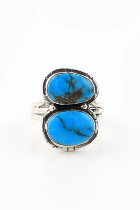 Double Stone Turquoise Navajo Ring (Size 6.75)