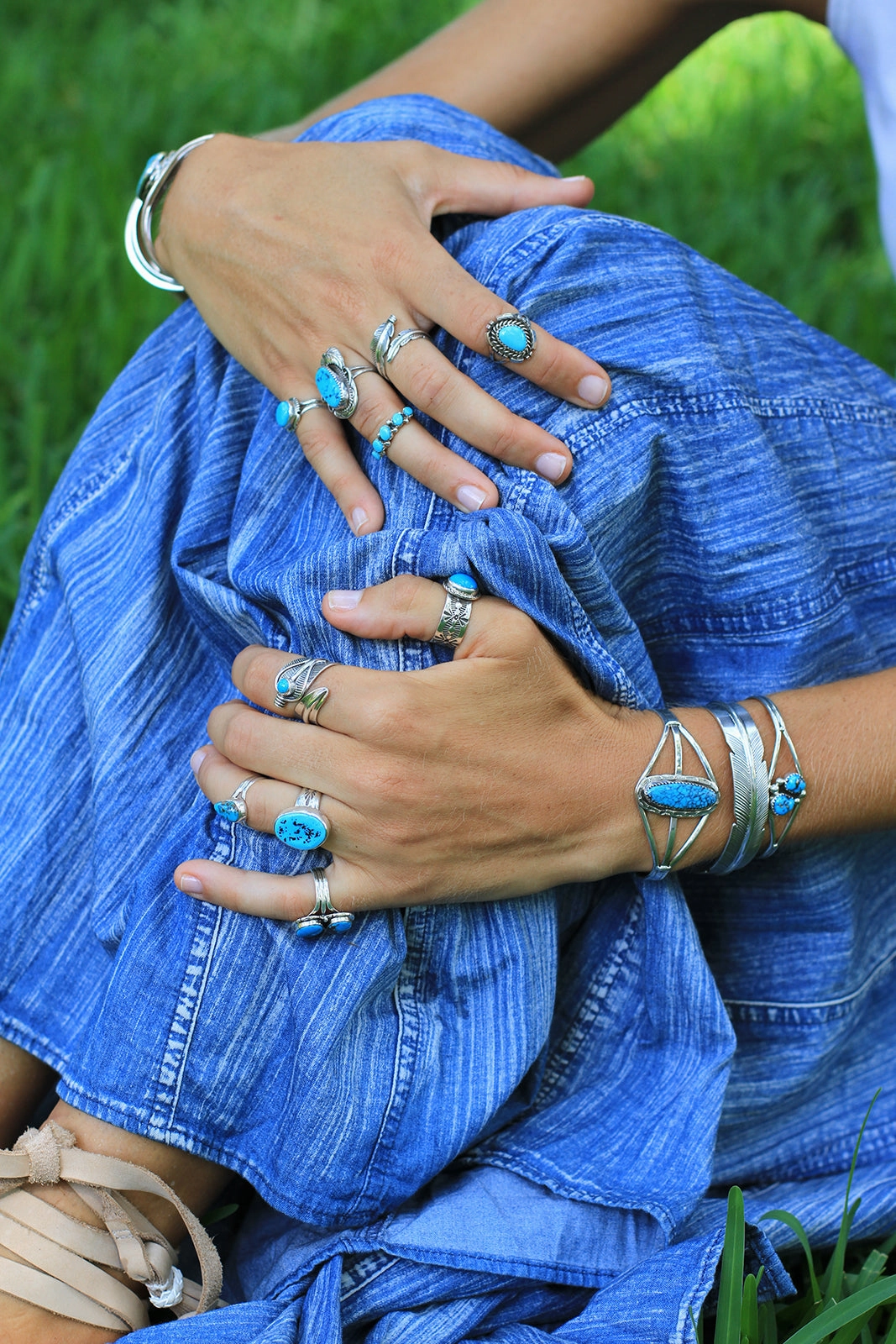 Double Stone Turquoise Navajo Ring (Size 6.75)