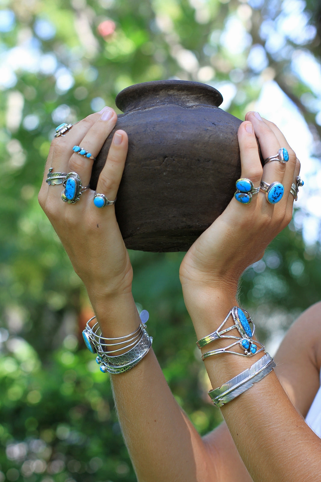 Double Stone Turquoise Navajo Ring (Size 6.75)