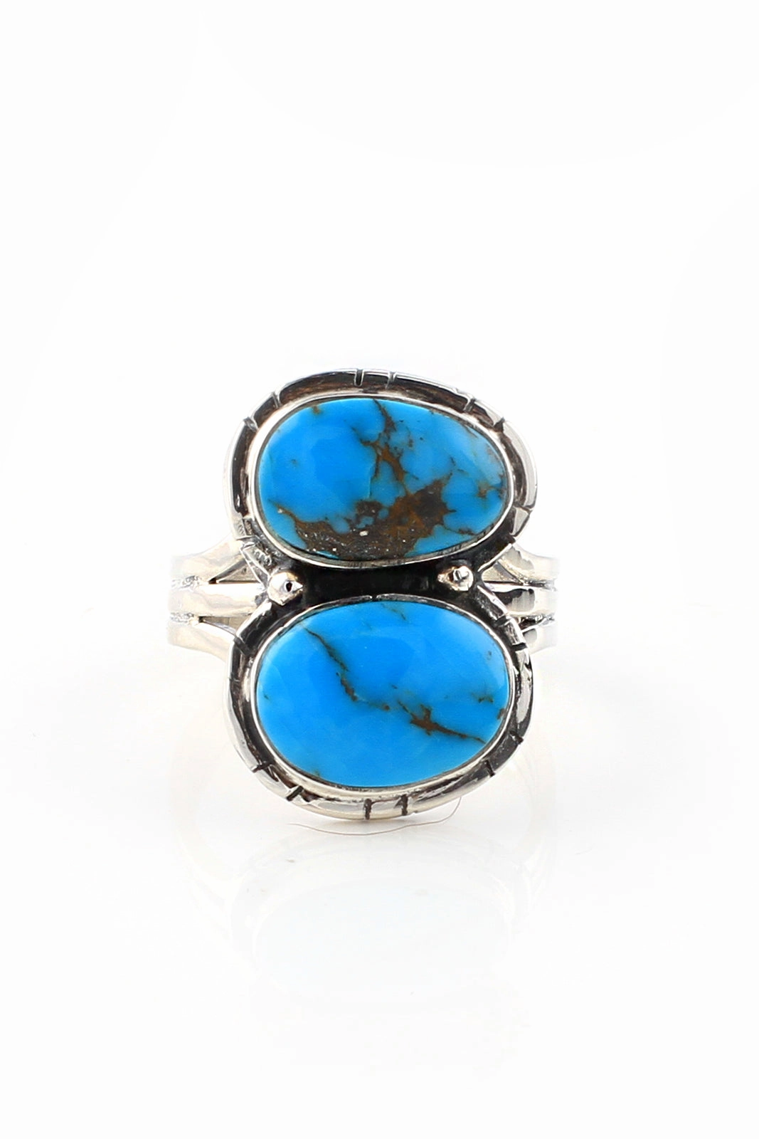 Double Stone Turquoise Navajo Ring (Size 6.75)