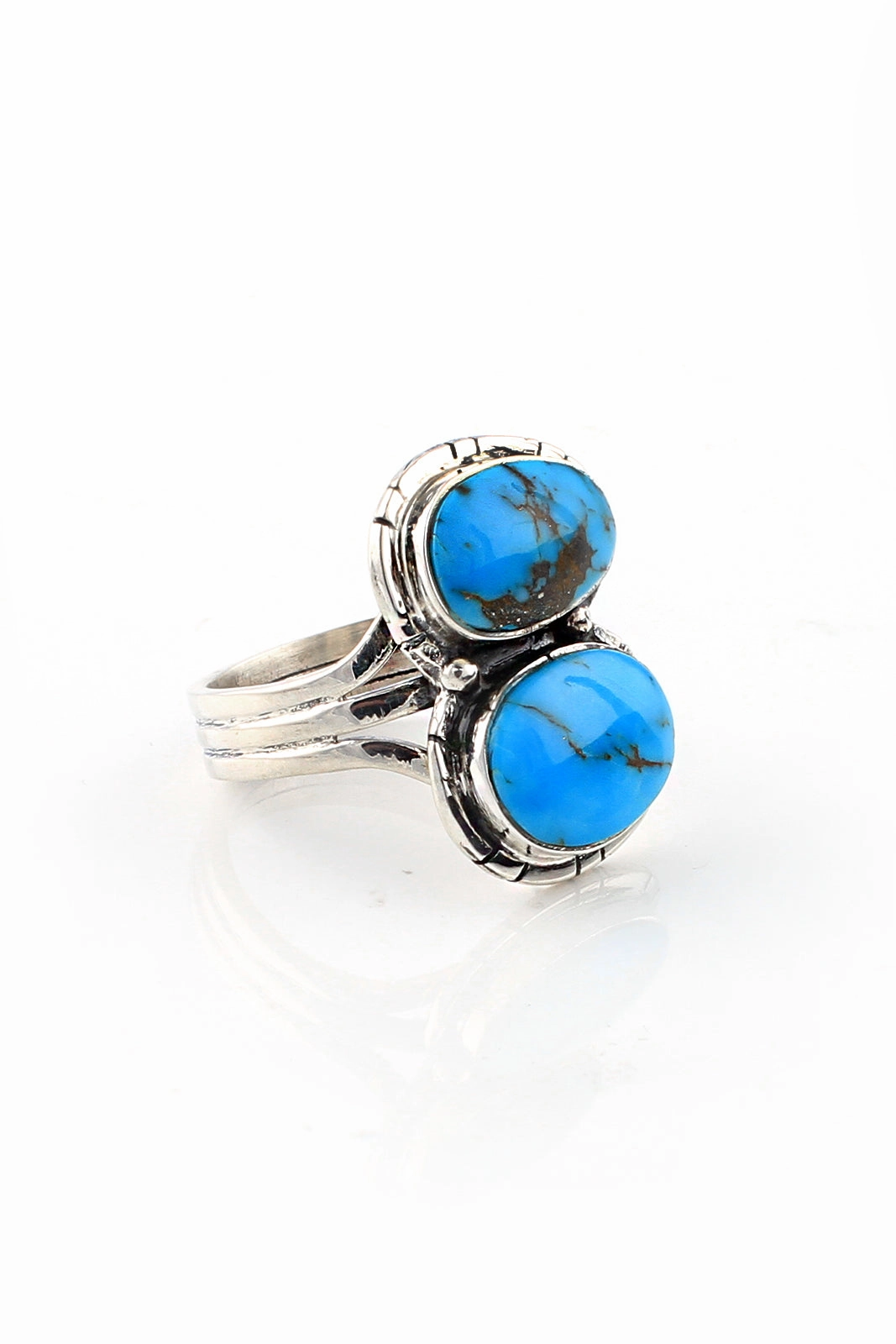 Double Stone Turquoise Navajo Ring (Size 6.75)