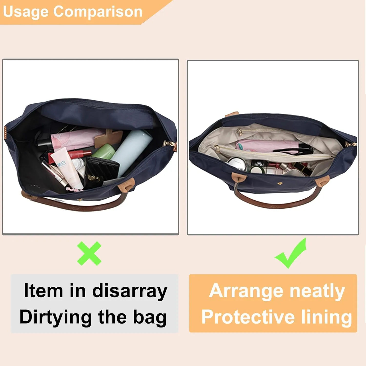 Doxo Purse Organizer Insert for Handbags Compatible with Speedy Neverfull City 30/33,Artois PM Tote bag(Medium,Black-beige)