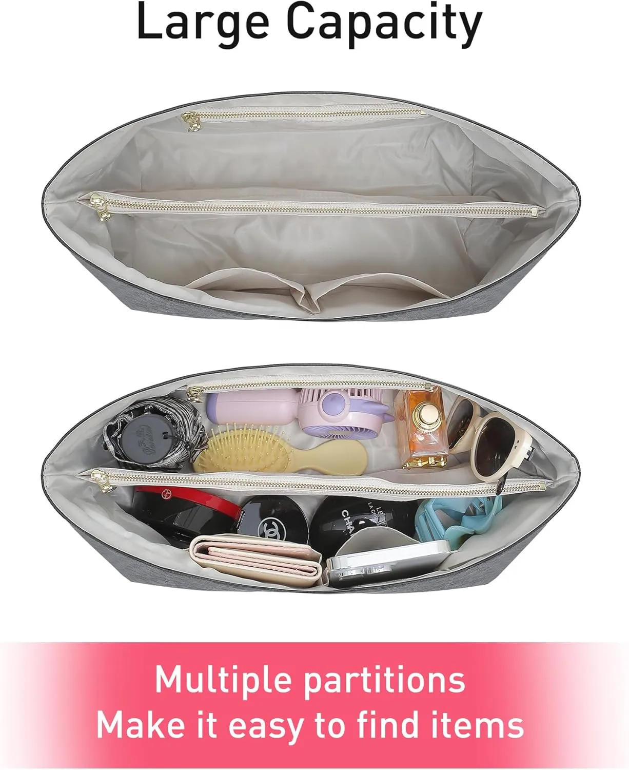 Doxo Purse Organizer Insert for Handbags Compatible with Speedy Neverfull City 30/33,Artois PM Tote bag(Medium,Black-beige)