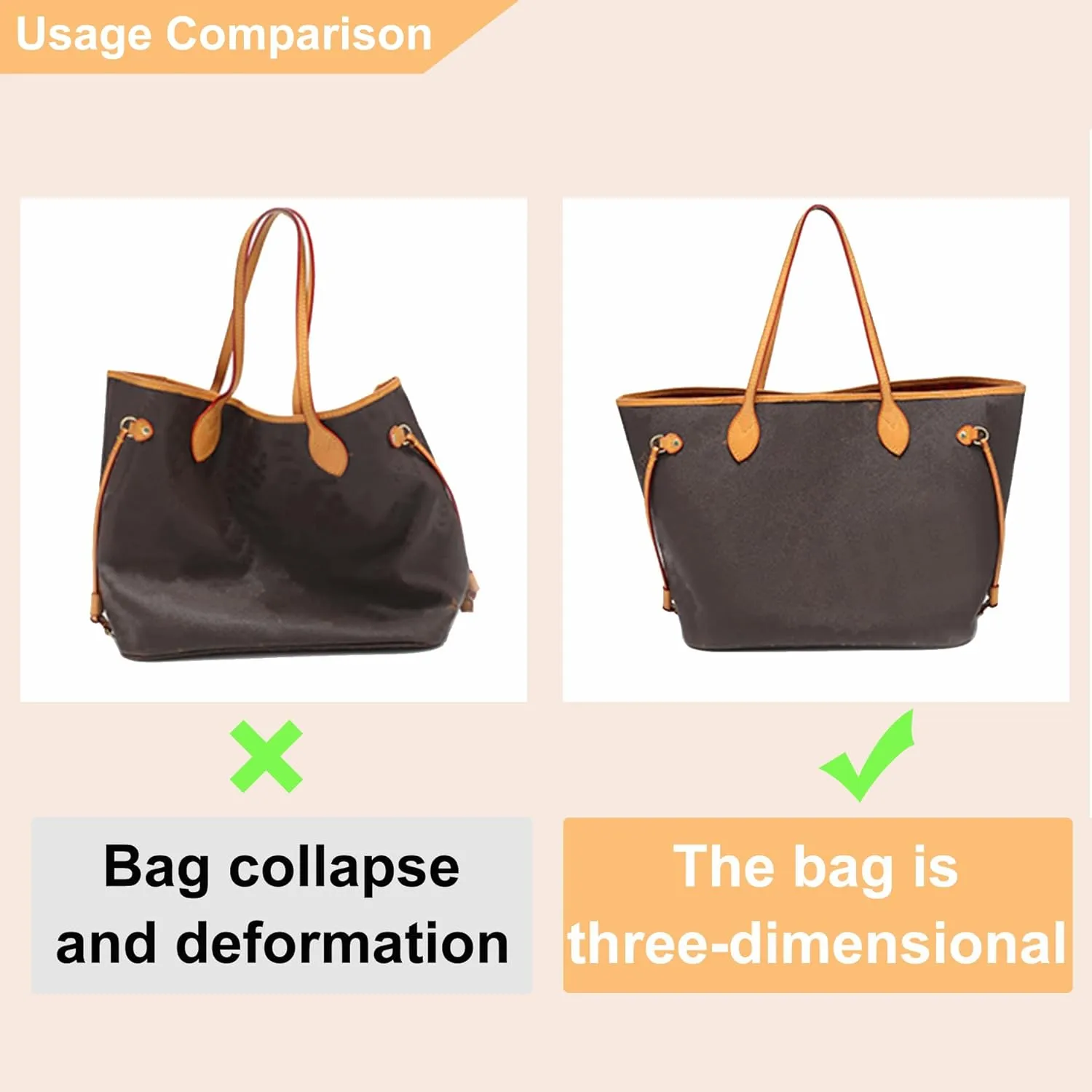 Doxo Purse Organizer Insert for Handbags Compatible with Speedy Neverfull City 30/33,Artois PM Tote bag(Medium,Black-beige)