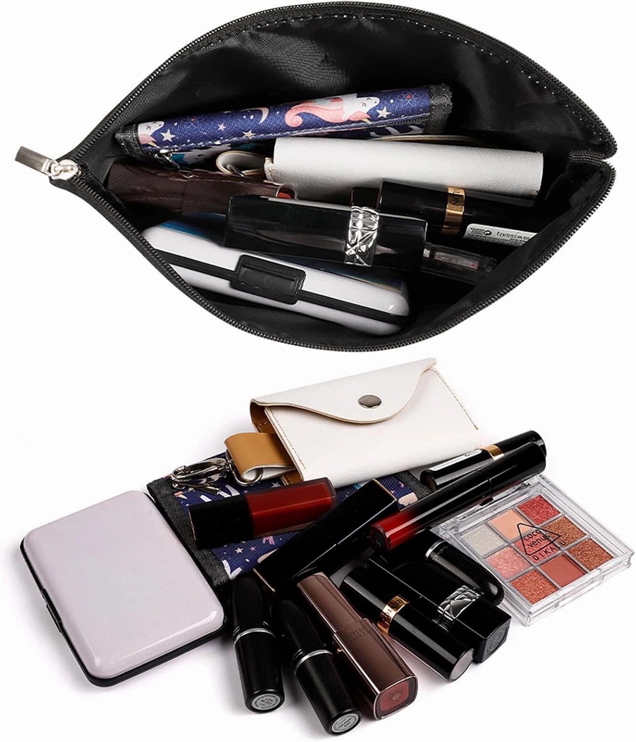 Elegant Makeup Bag, Modern Dark Green Shades Cosmetic Bag Large Capacity Pouch Portable Organizer for Men & Women