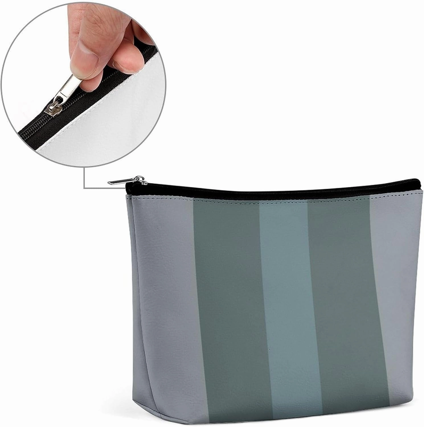 Elegant Makeup Bag, Modern Dark Green Shades Cosmetic Bag Large Capacity Pouch Portable Organizer for Men & Women