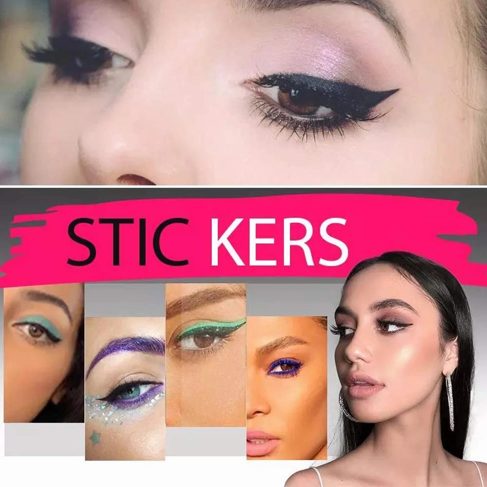 Eye Shadow Template,40pcs Eyelid Line Stick Reusable Eyeliner Stickers Cat Eye Makeup Double Eyelid Sticker Eyeliner Makeup Sticker,Waterproof Precise Smudgeproof Make Up (Green)