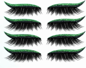 Eyeliner Sticker, Eyeliner Sticker with Eyelashes 8 Pairs Eyelash Stickers Reusable Eyelid and Eyelash Stickers Makeup Stickers Waterproof (Green)