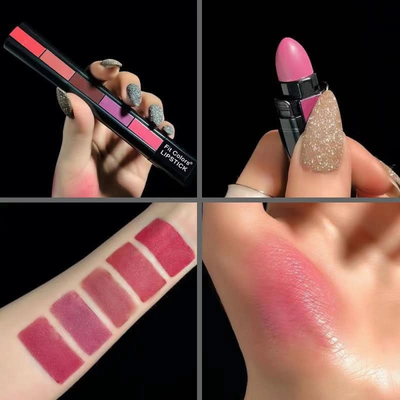 Fit Colors 5-in-1 Matte Lipstick Set – Velvet, Long-Lasting, Multi-Layer Lip Color