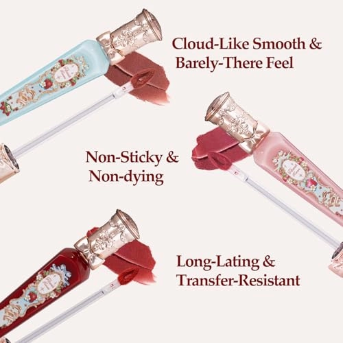 Flower Knows Strawberry Rococo Cloud Lip Cream Matte Liquid Lipstick-Long Lasting&Highly Pigmented Lip Stain -Velvety Waterproof Lip Makeup for Girls&Women-0.12 Fl Oz,1 Count(S05 Tiny Tulip)