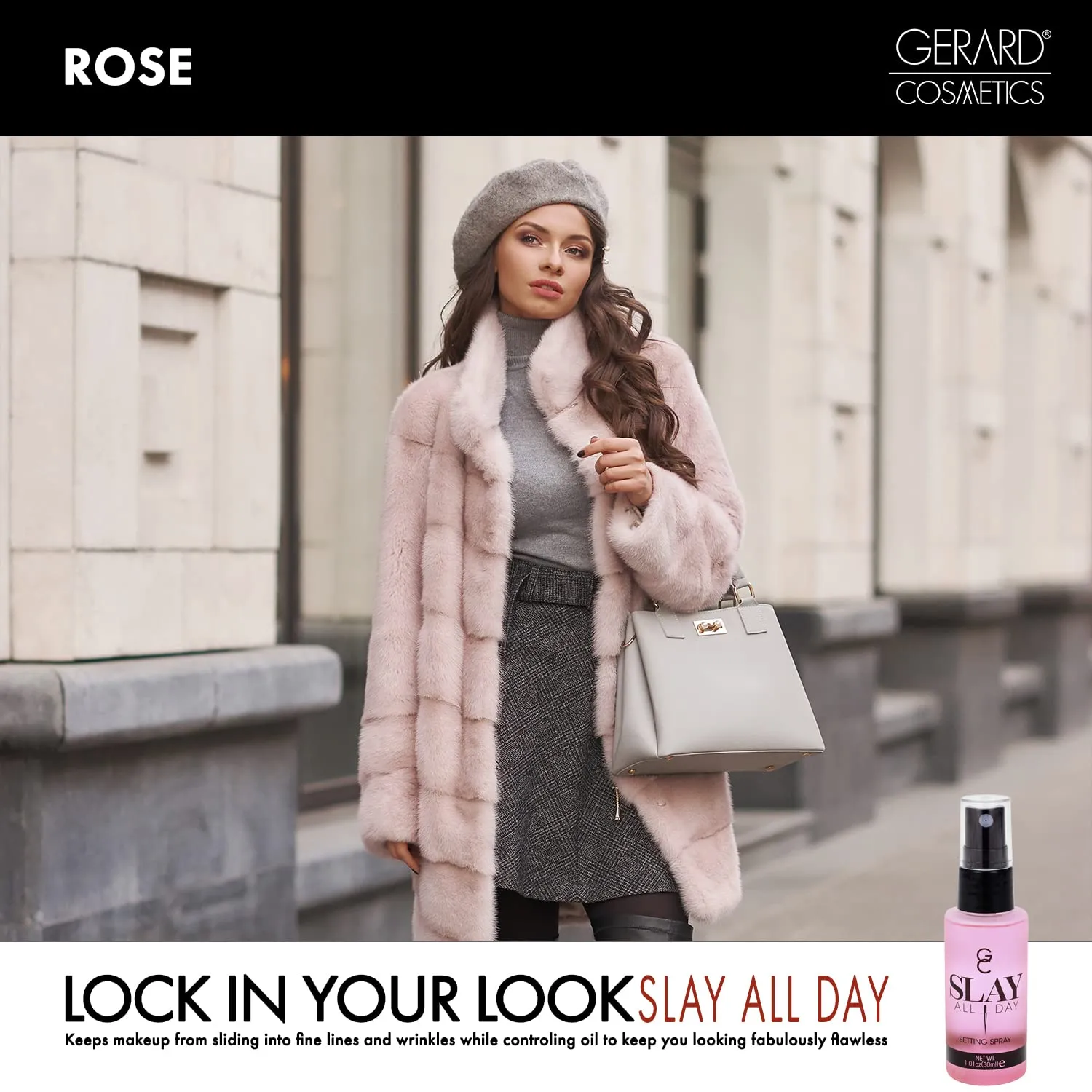 Gerard Cosmetics Slay All Day Setting Spray - Controls Oil To Increase Makeup Longevity - Helps Maintain Optimal Hydration - Prevents Makeup from Settling in Pores - Rose Mini - 1.01 oz
