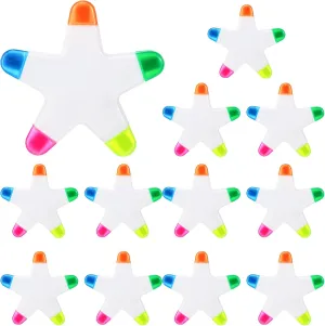 Geyee 12 Pcs Star Highlighters Bulk Highlighters Assorted Colors Creative Star Shape Watercolor Cute Pens 5-in-1 Color Fluorescent Pens for School Office Stationery Aesthetic School Supplies