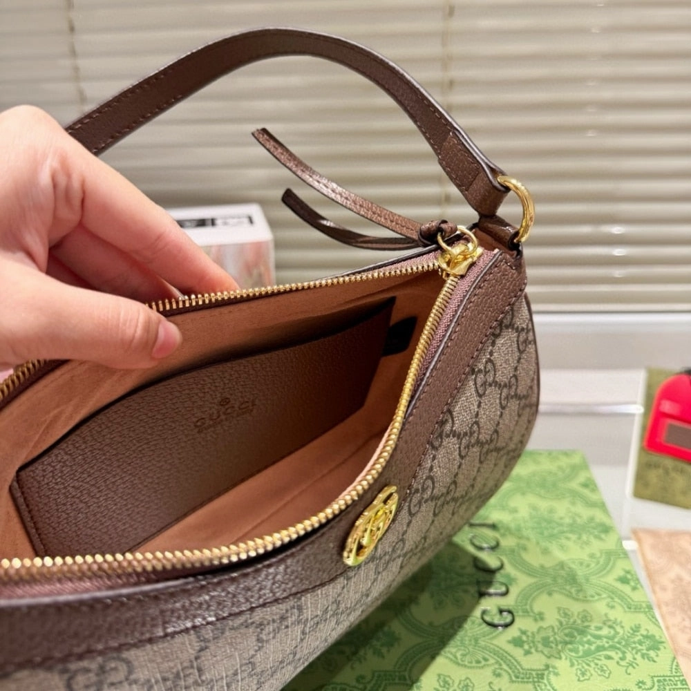 GG OPHIDIA SMALL SHOULDER BAG BEIGE AND DARK BROWN 24CM 735145 KAAAD 8358