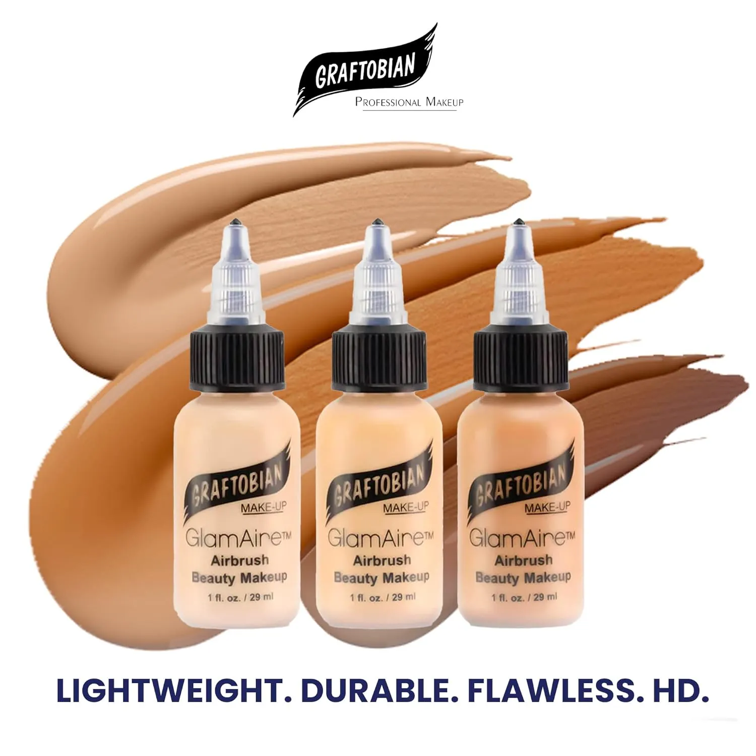 GlamAire Airbrush Makeup by Graftobian - High Definition Airbrush Foundation, Professional Formula for Long-Lasting Wear, For Makeup Artists and Beauty Aficionados, Made in USA, Ivory (W)