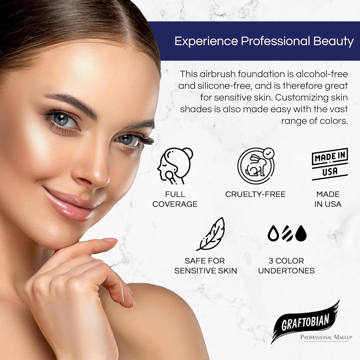 GlamAire Airbrush Makeup by Graftobian - High Definition Airbrush Foundation, Professional Formula for Long-Lasting Wear, For Makeup Artists and Beauty Aficionados, Made in USA, Ivory (W)