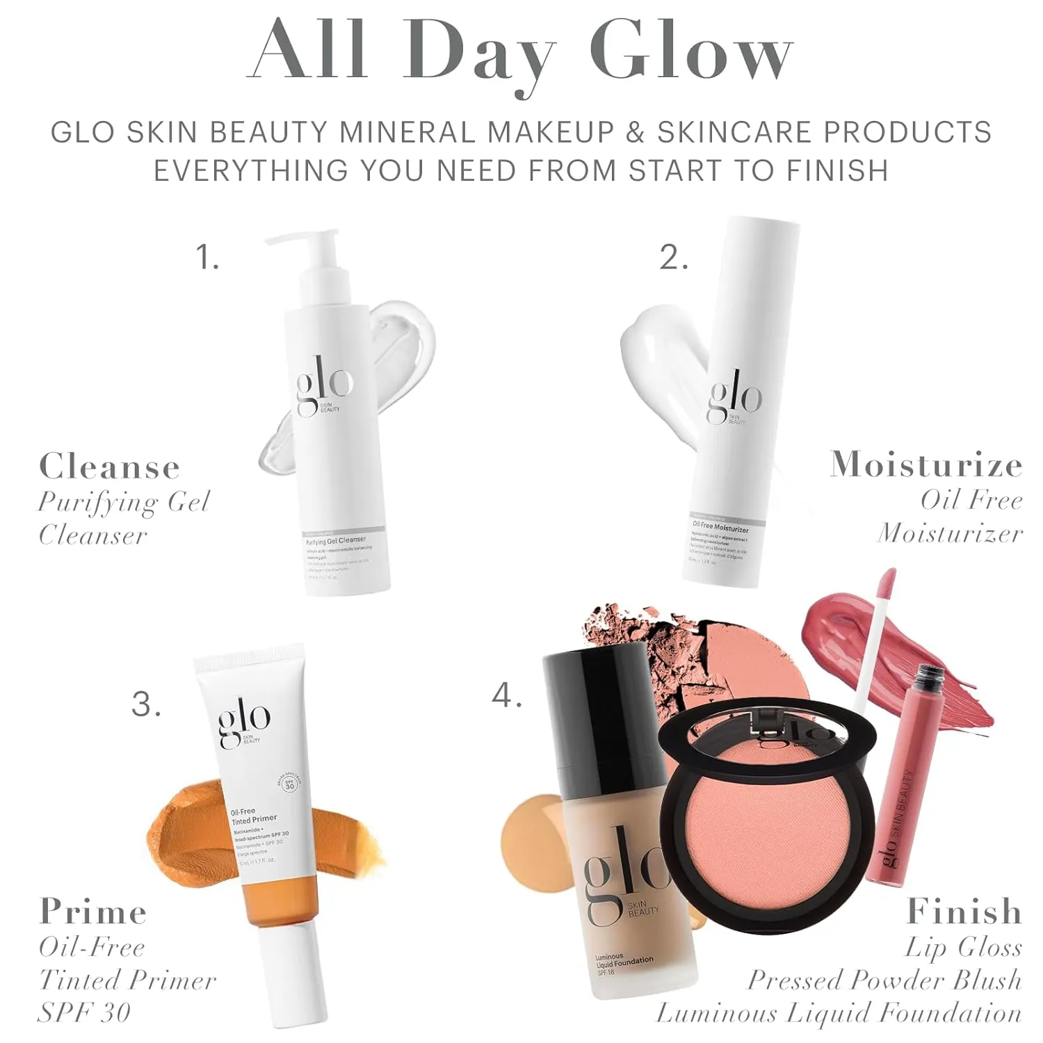 Glo Skin Beauty Luminous Liquid Mineral Foundation Makeup with SPF 18 (Caramel) - Improves Uneven Skin Tone, Smooths & Corrects Imperfections, Sheer to Medium Coverage, Dewy Finish