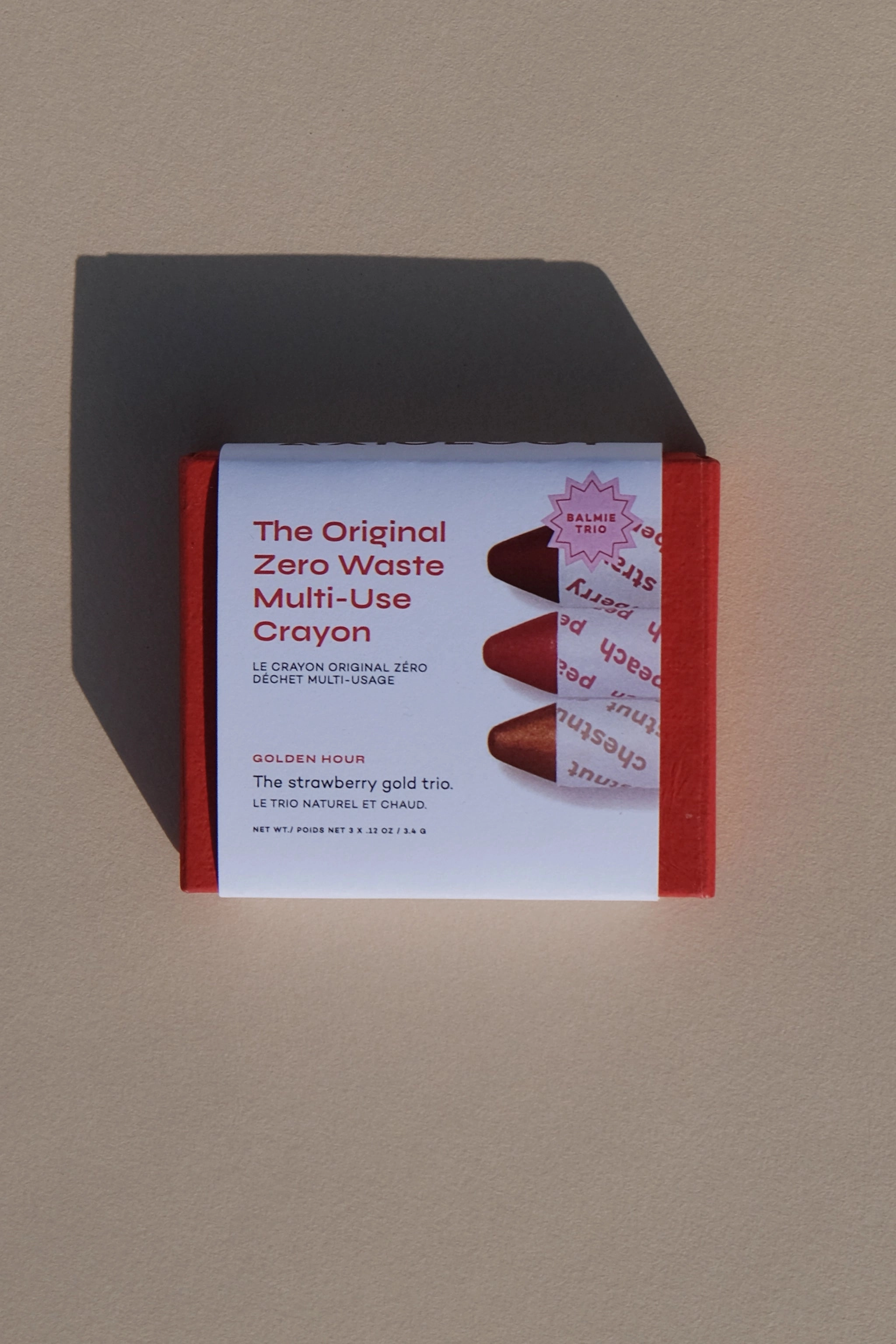 Golden Hour Balmie Trio for Eyes, Lips, Cheeks, Zero Waste Multi-Use Crayon
