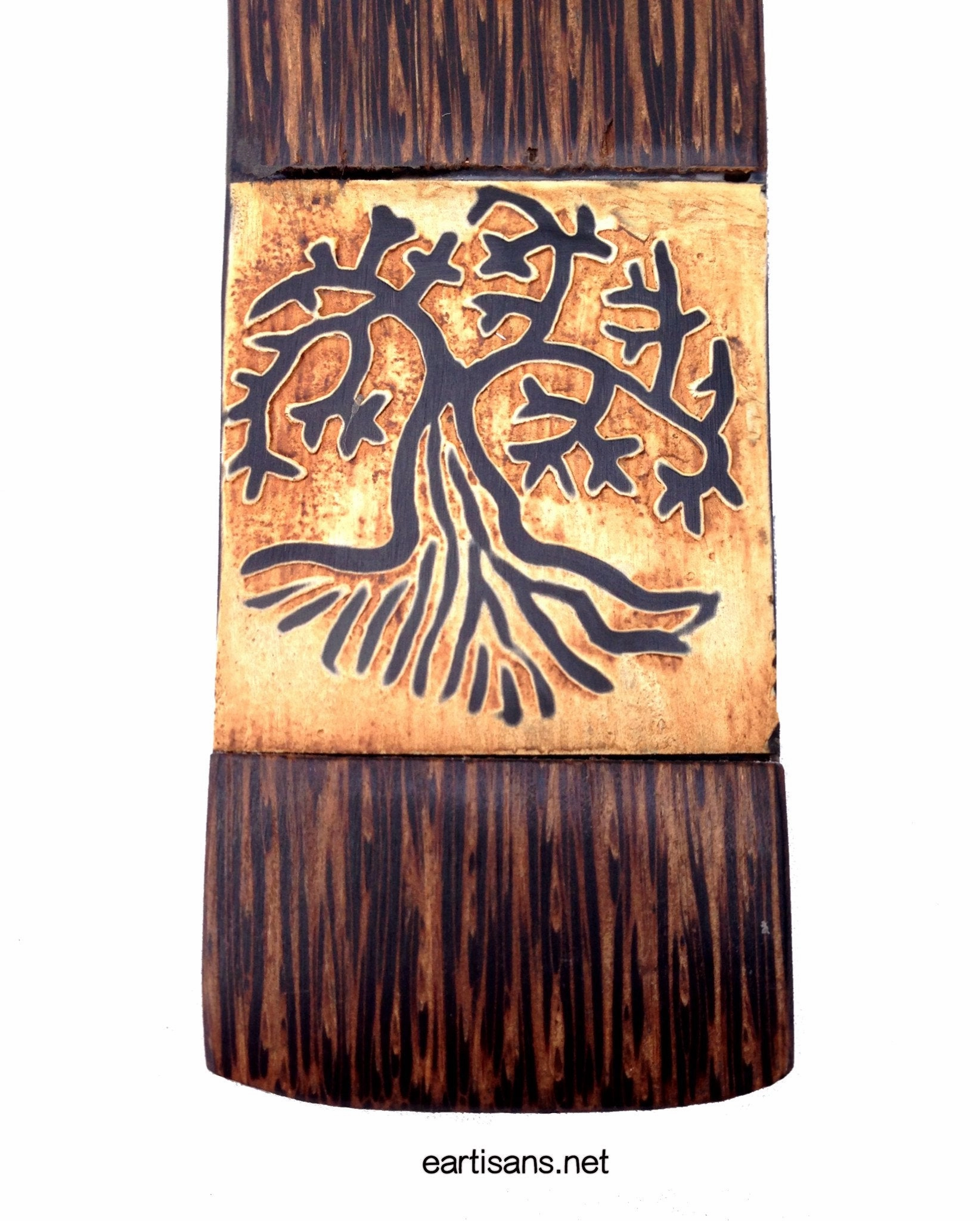Hand Carved Tree Of Life Coconut Wood Stick Incense Holder