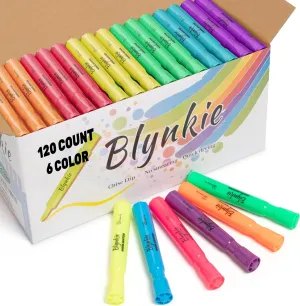 Highlighters Bulk 120 Pack of 6 Bright Colors Tank Style Chisel Tip Highlighters Set for Kid and Adult Coloring Highlighting for Classroom Office School Supplies and Shop Short Style.