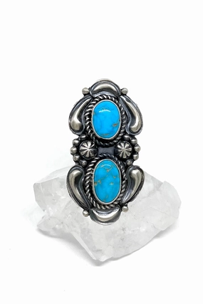 Jeff James Jr. Blue Turquoise Statement Ring (Size 9)