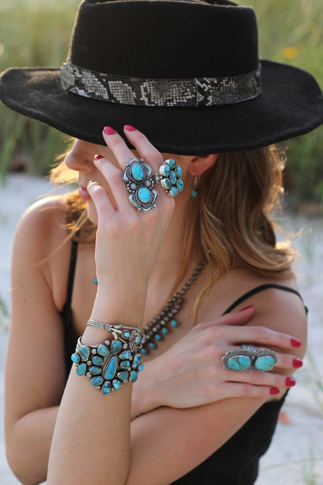 Jeff James Jr. Blue Turquoise Statement Ring (Size 9)