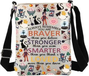 JYTAPP Horror Cartoon Movie Crossbody Bag Always Remember You Are Braver Than You Think Door Secretr Fantasy Movie Gift (beige)