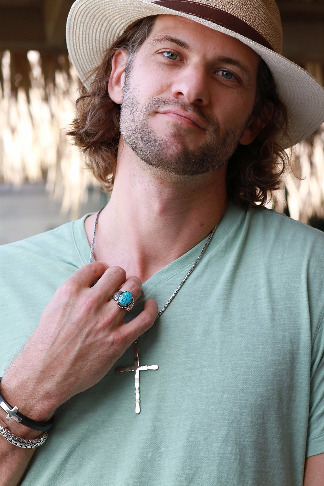 Kingman Turquoise Navajo Men's Ring (Size 11 ½)
