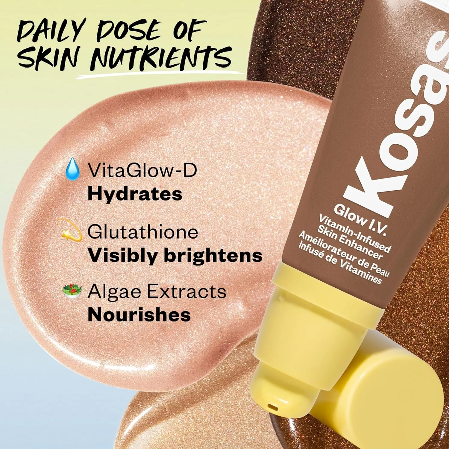 Kosas Glow I.V. Vitamin-Infused Skin Enhancer Face Makeup - Tinted Beauty Highlighter for a Healthy Glow - Awaken