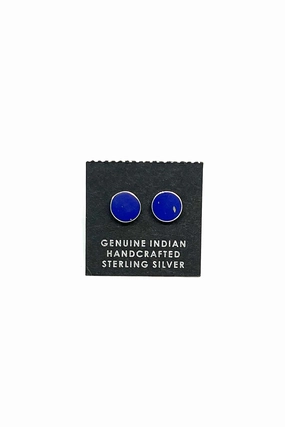 Lapis Lazuli Round Stud Earrings