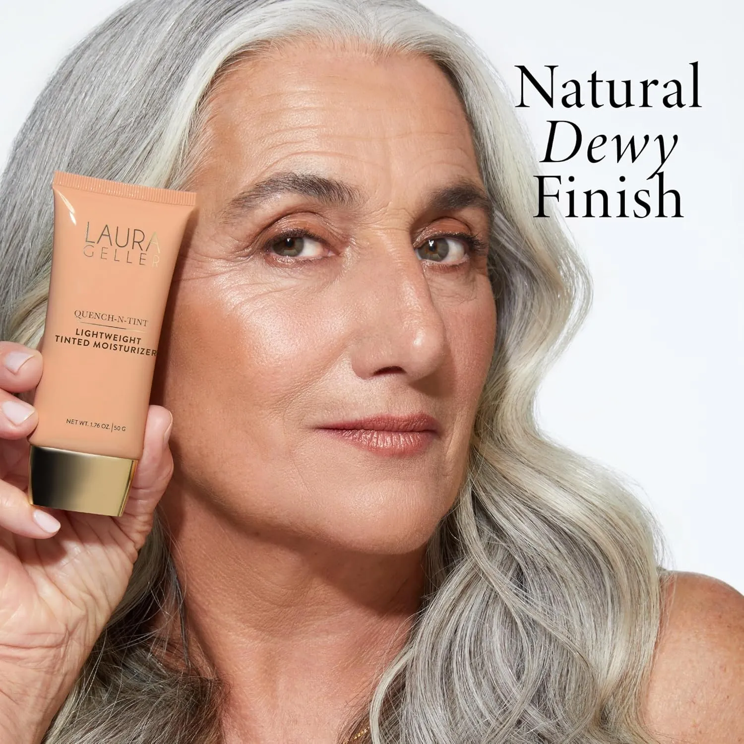 LAURA GELLER NEW YORK Quench-n-Tint Hydrating Foundation - Medium/Deep - Sheer to Light Buildable Coverage - Natural Glow Finish - Lightweight Formula with Hyaluronic Acid
