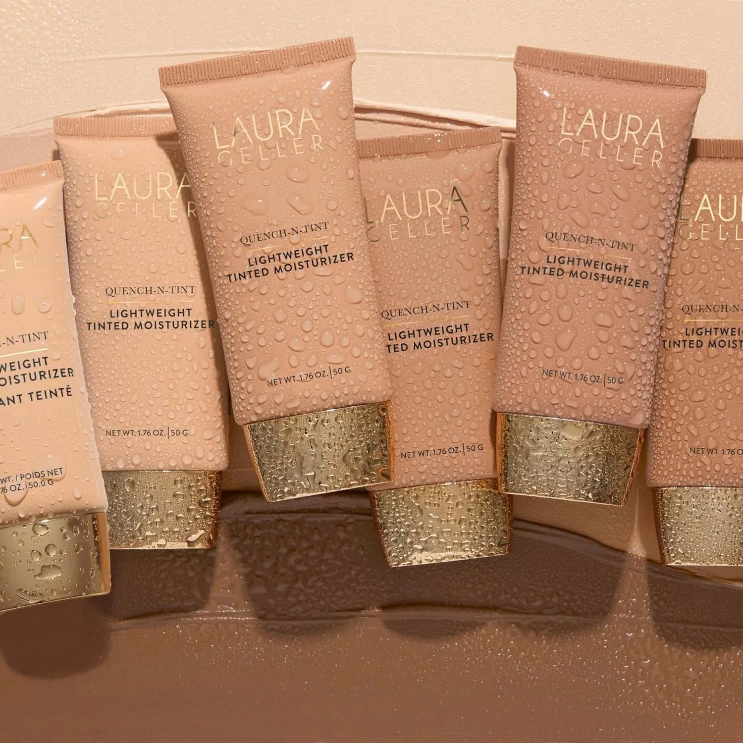 LAURA GELLER NEW YORK Quench-n-Tint Hydrating Foundation - Medium/Deep - Sheer to Light Buildable Coverage - Natural Glow Finish - Lightweight Formula with Hyaluronic Acid