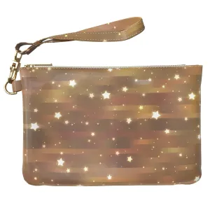 Makeup Bag 9.5 x 6 inch Cute Trendy Cosmetic Texture Beige Portable Organizer Design Print PU Leather Toiletry Zipper Travel Case Pattern Purse Pouch Strap Accessories Stars Storage Abstract