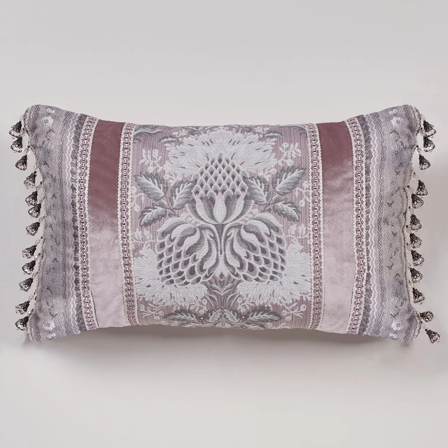 Marseille Jacquard Woven Acanthus Leaf Oversized Luxury Bedding | Rose Gray Ivory Orchid Lilac | 4 Piece Bedspread Set: California Cal King Bedspread, 2 King Shams, and Rectangle Pillow | Polyester