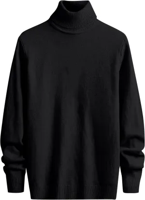 Mens Turtleneck Sweaters,Casual Basic Knitted Sweater Slim Long Sleeve Classic Solid Pullover Knitwear Tops