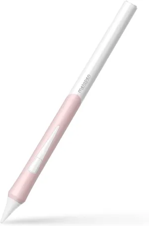 Metapen D1 Pencil for iPad 6h-11th丨Ergonomic Grip & App Control Stylus Pen Compatible with iPad 2018-2025, Replace for Apple Pen 1st/2nd Gen (White & Soft Pink Grip)