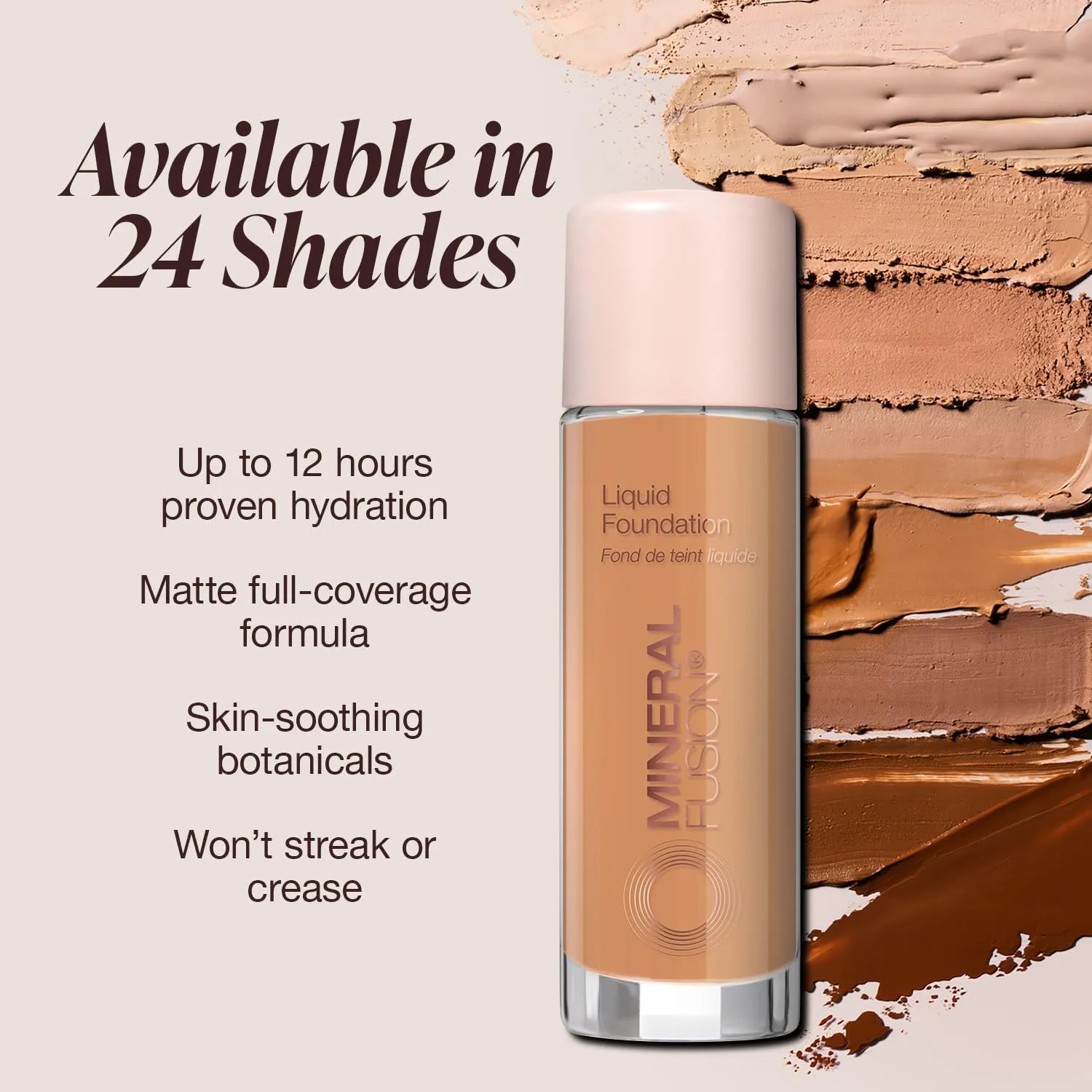 Mineral Fusion Full Coverage Foundation, Liquid Foundation - Deep 1- Tan to Deep Complexion w/Golden Undertones, Lightweight Matte Finish, Up to 12 Hr Hydration, Hypoallergenic & Vegan, 1 fl. oz
