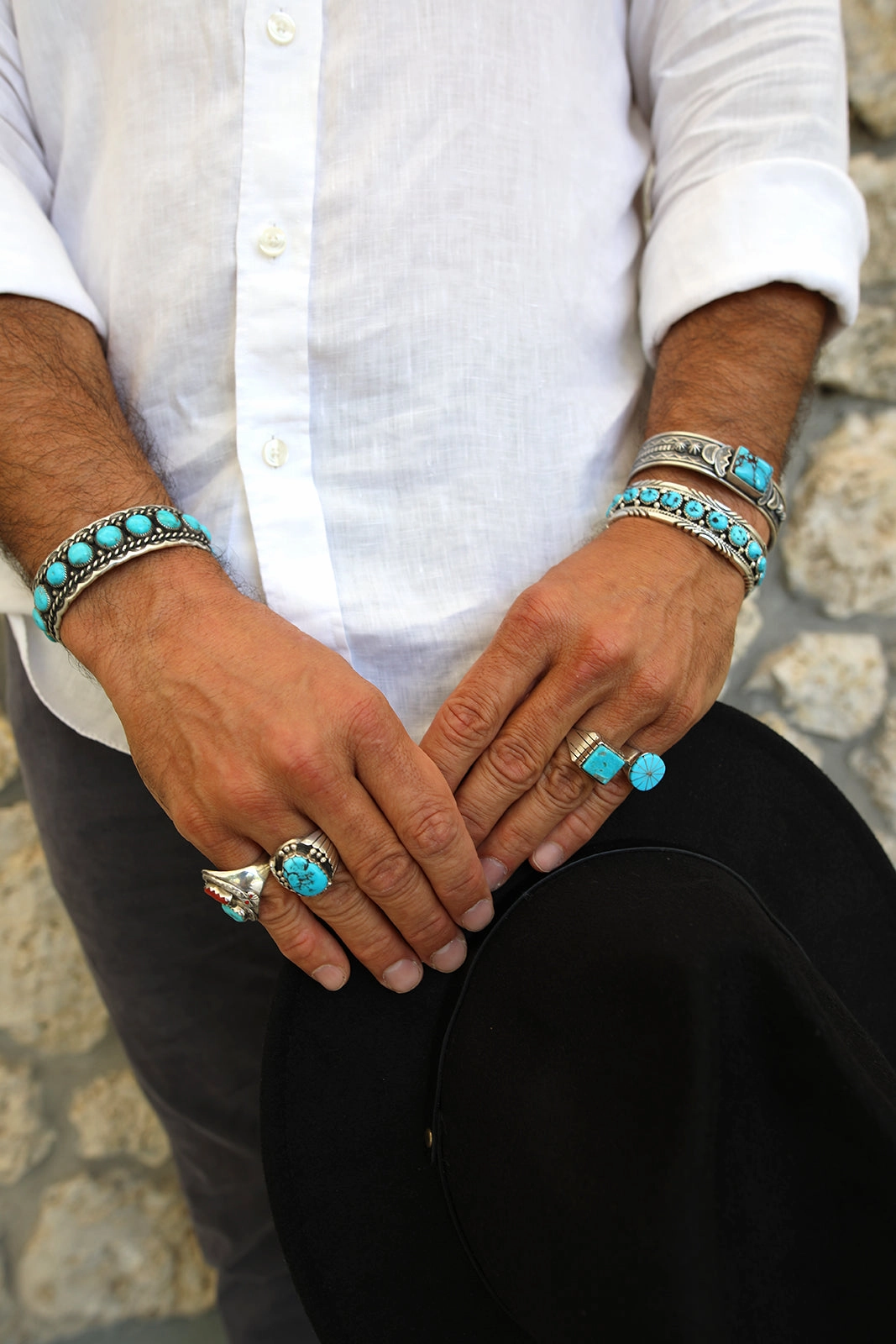 Native American Turquoise and Sterling Silver Men's Ring (Size 10)