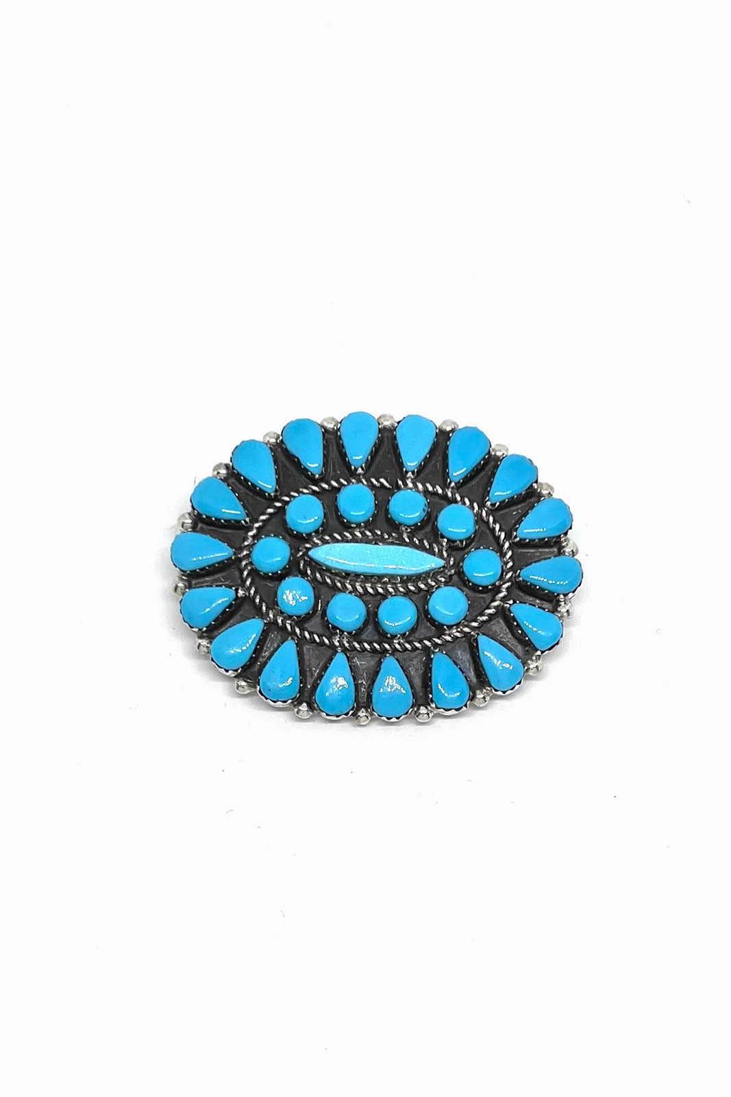 Navajo Blue Turquoise Sterling Silver Cluster Pendant