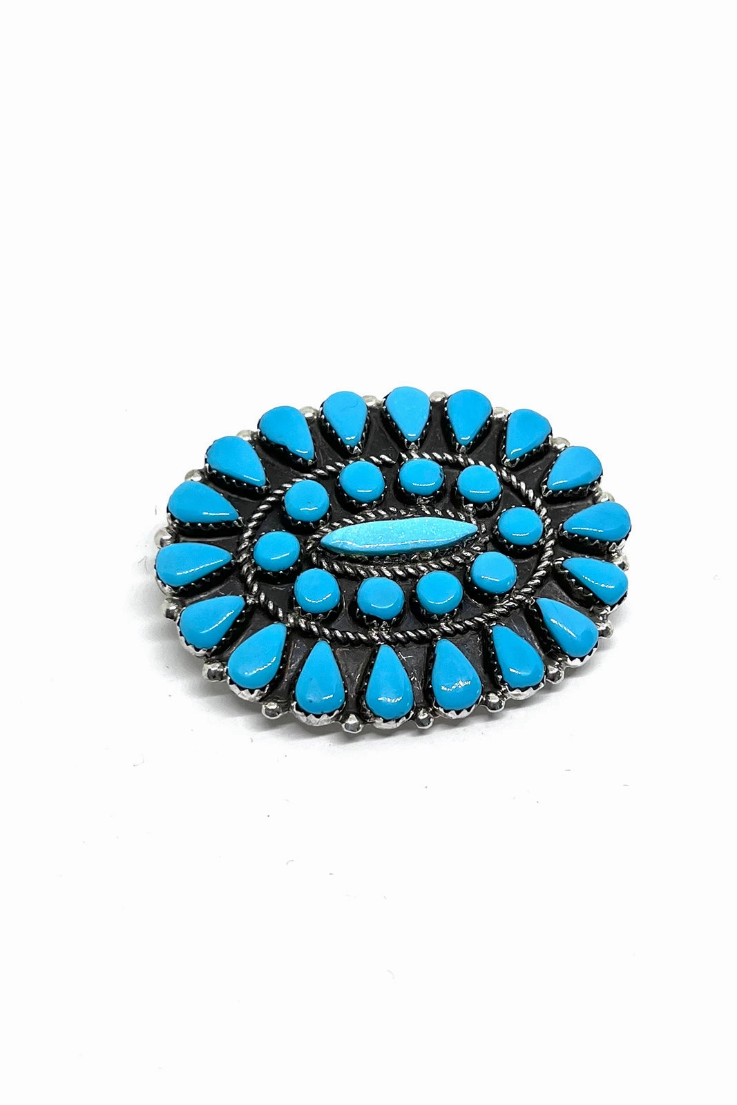 Navajo Blue Turquoise Sterling Silver Cluster Pendant
