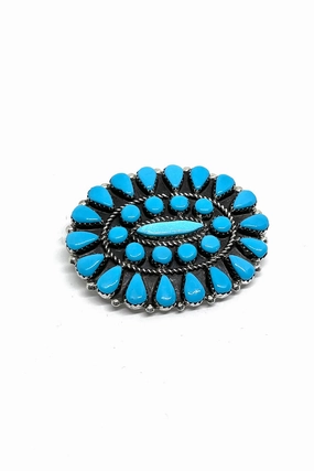 Navajo Blue Turquoise Sterling Silver Cluster Pendant